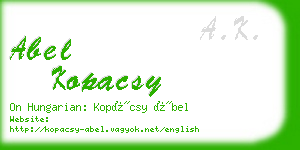 abel kopacsy business card